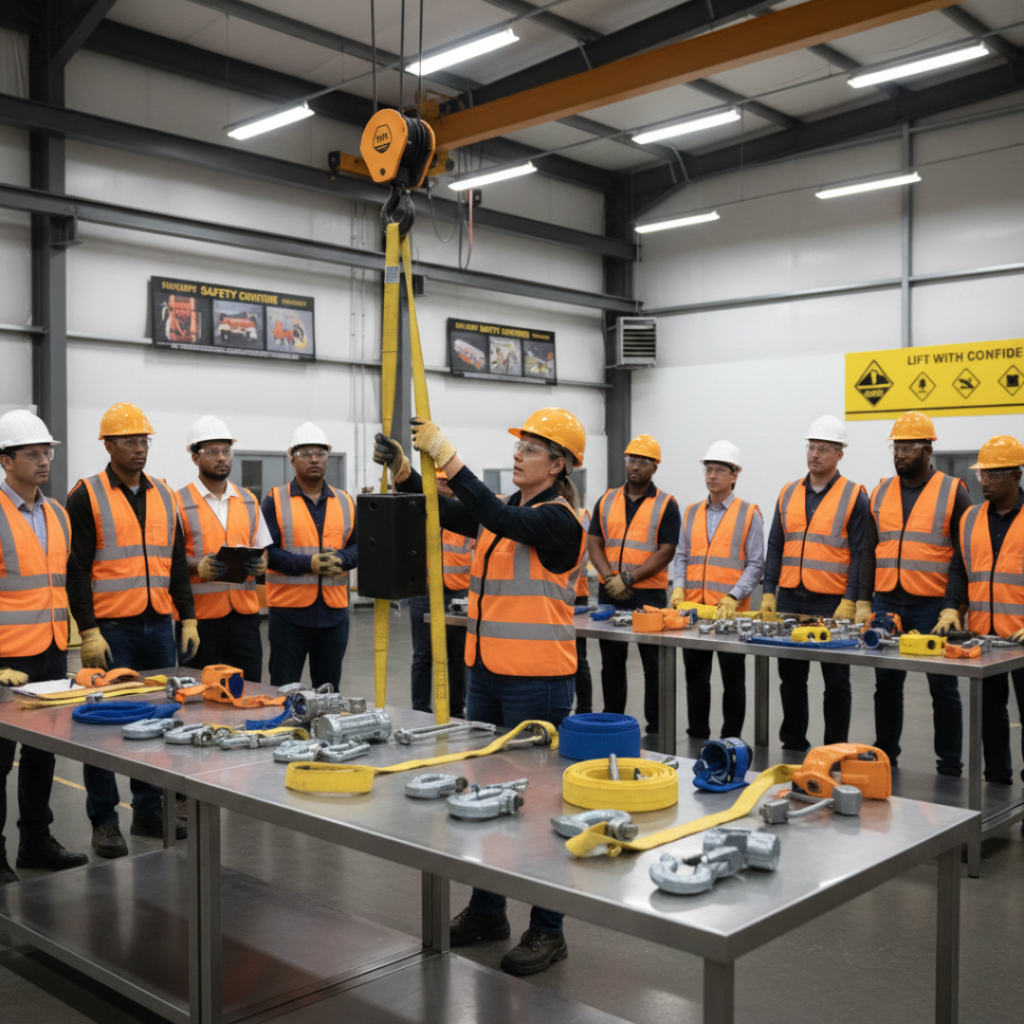 Professional rigging equipment and safety gear used in certified lifting operations in UAE