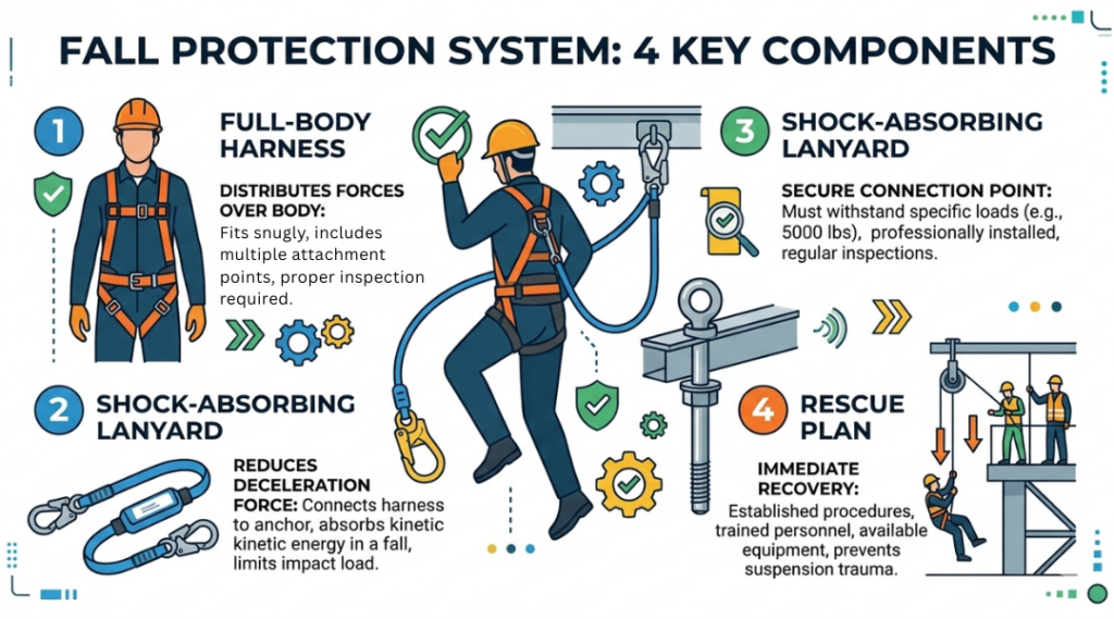 Fall protection system components