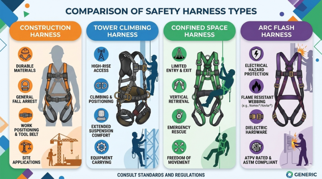 types of safety harness equipment