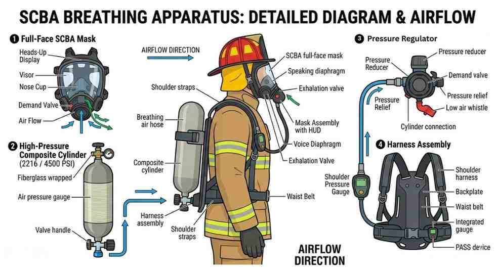 SCBA breathing apparatus components