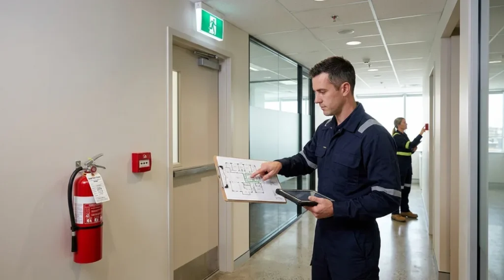 fire risk assessment inspection in a commercial building